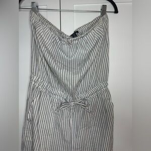 GAP Blue and White with Silver Striped Strapless Jumpsuit S